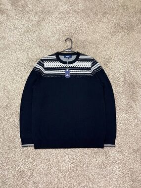 NWT Johnnie-O Sweater Men’s Size Medium 100% Merino Wool Crewneck Dark Navy Blue